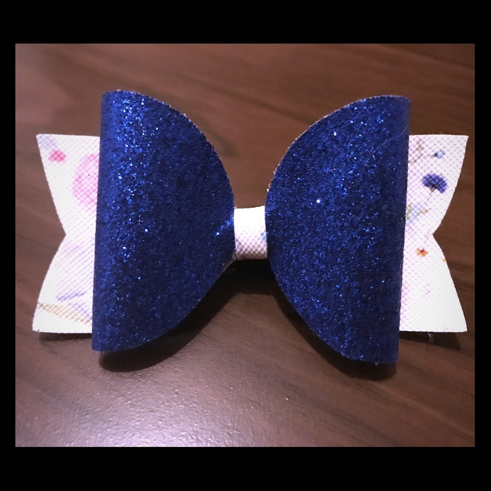 Medium blue floral custom-designed bow!